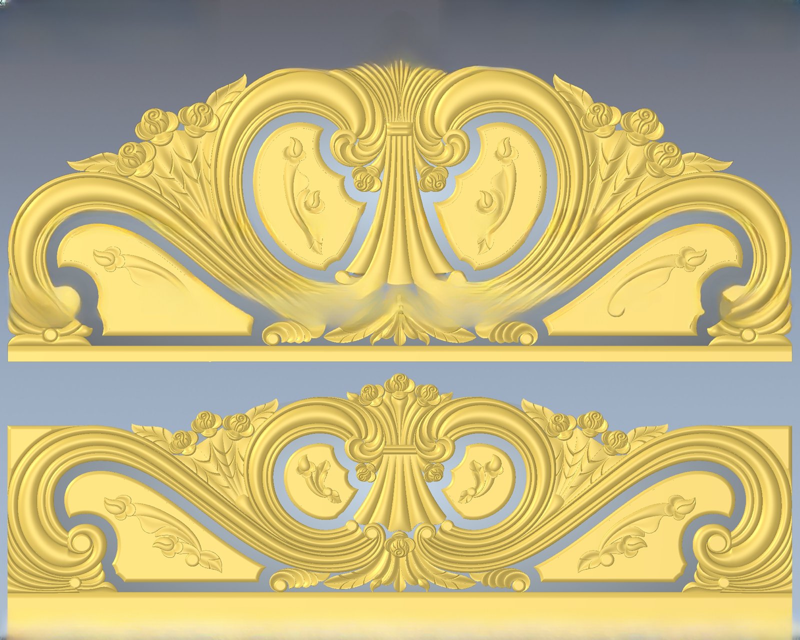 JS Bed - 77 Classic Baroque Headboard 3D Relief Carving Design