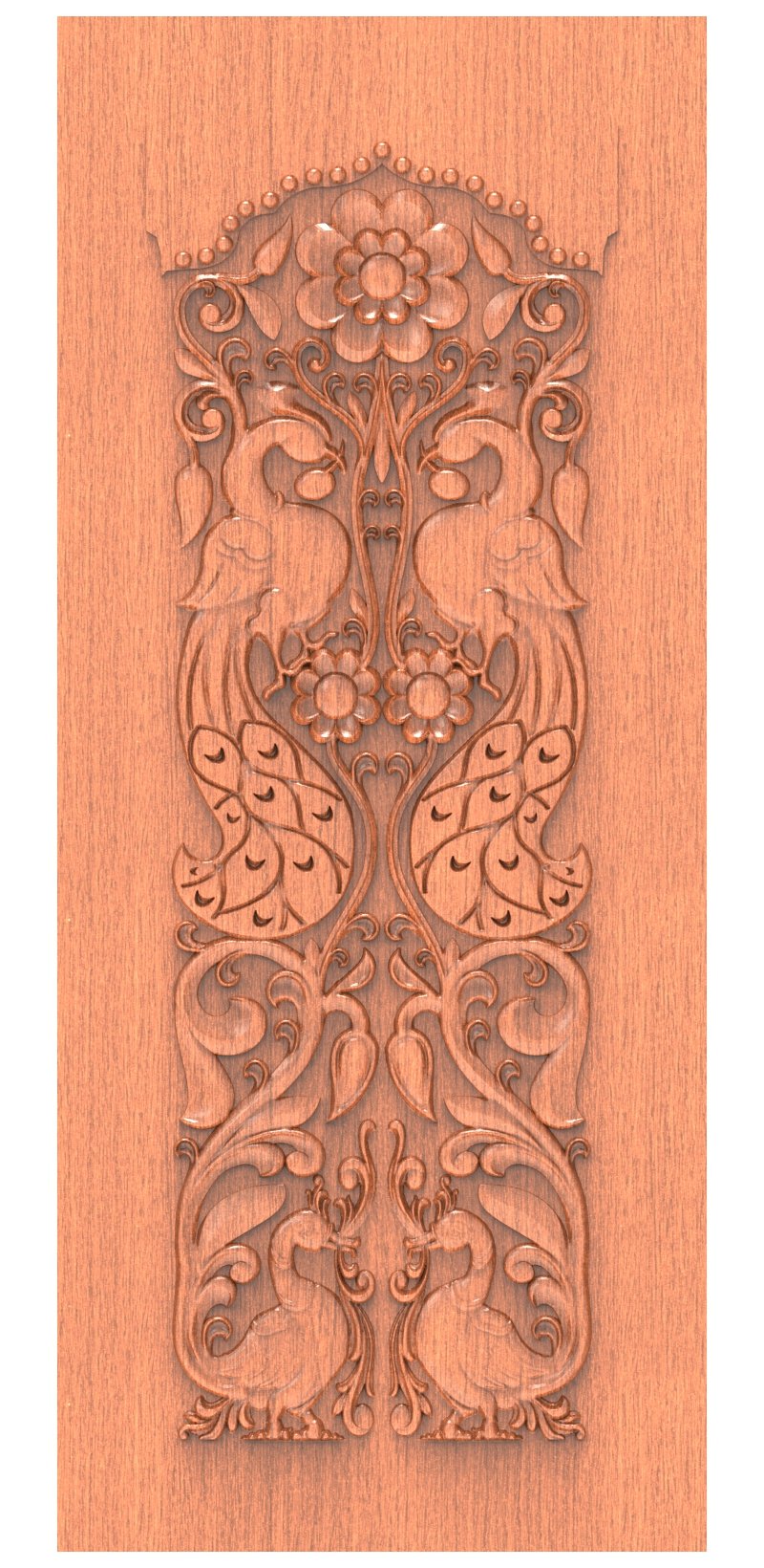 JK DOOR BEST COLLECTION - 12 - Traditional Peacock Motif Intricate Wood Carving Door 3D Model