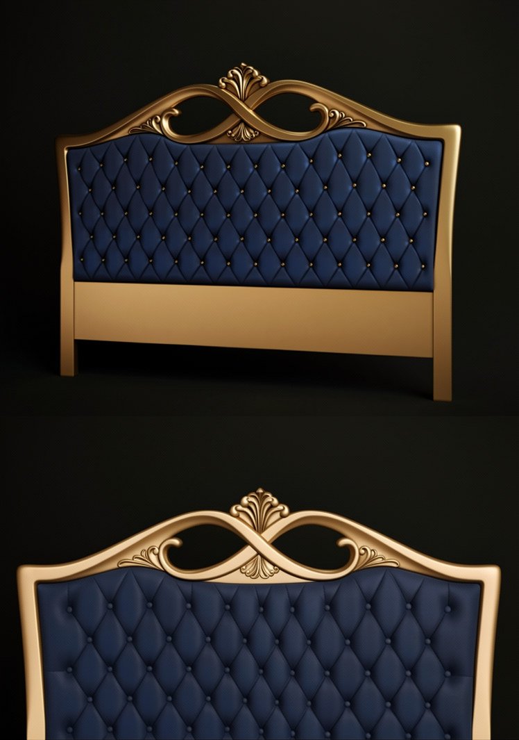 Luxury Bed Designs - A-1172 Elegant Royal Tufted Headboard 3D Model