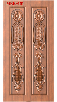 NP Door - 161 Elegant Floral Motif Carved Double Door 3D Model