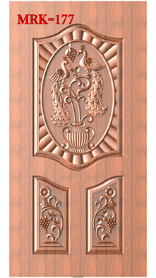 NP Door - 177 Peacock Motif Traditional Wood Carving 3D Model