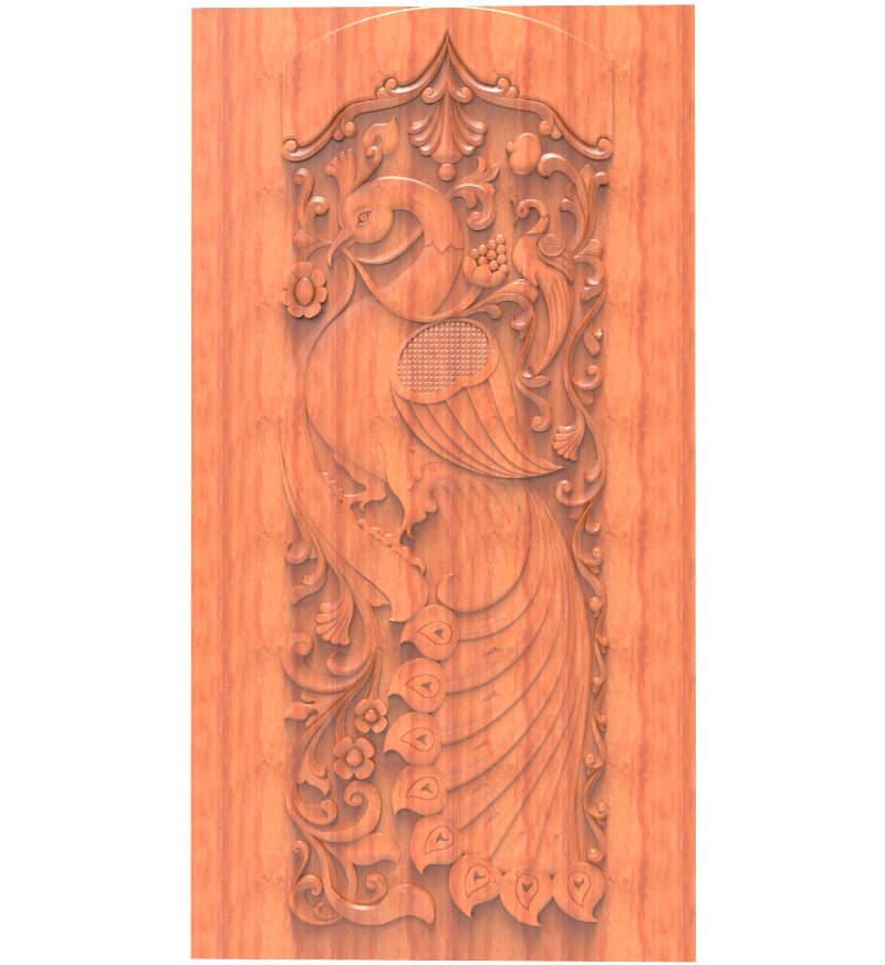 JK DOOR BEST COLLECTION - 22 Majestic Peacock Motif Intricate 3D Carved Wooden Door Design