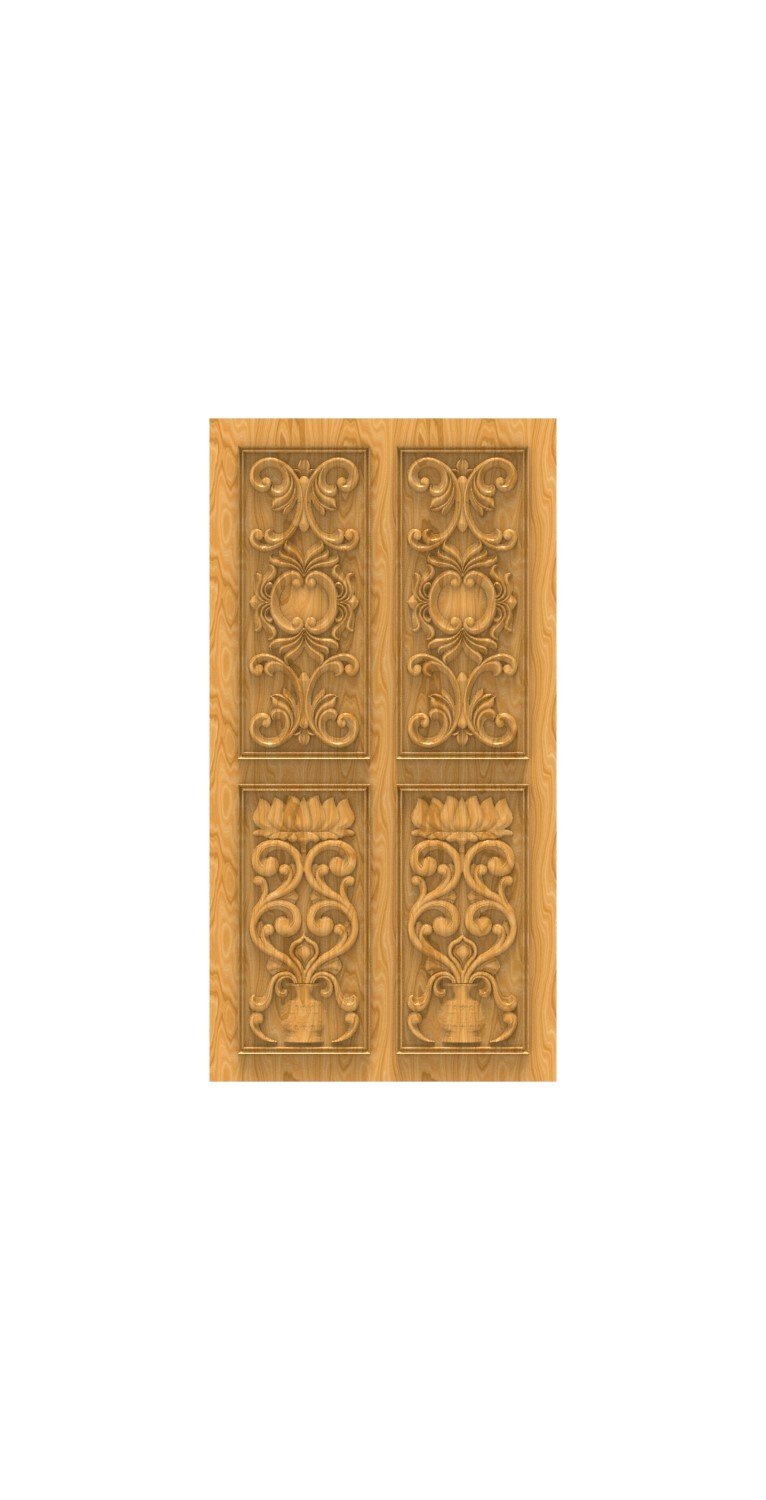 DOUBLE DOOR - 36 Traditional Floral Motif Intricate Carved Wood Design
