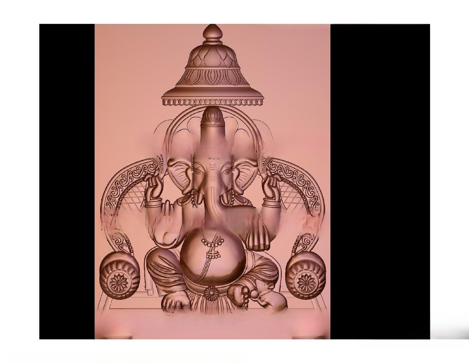 Gods GN - 32 Lord Ganesha Divine 3D Relief Carving Design