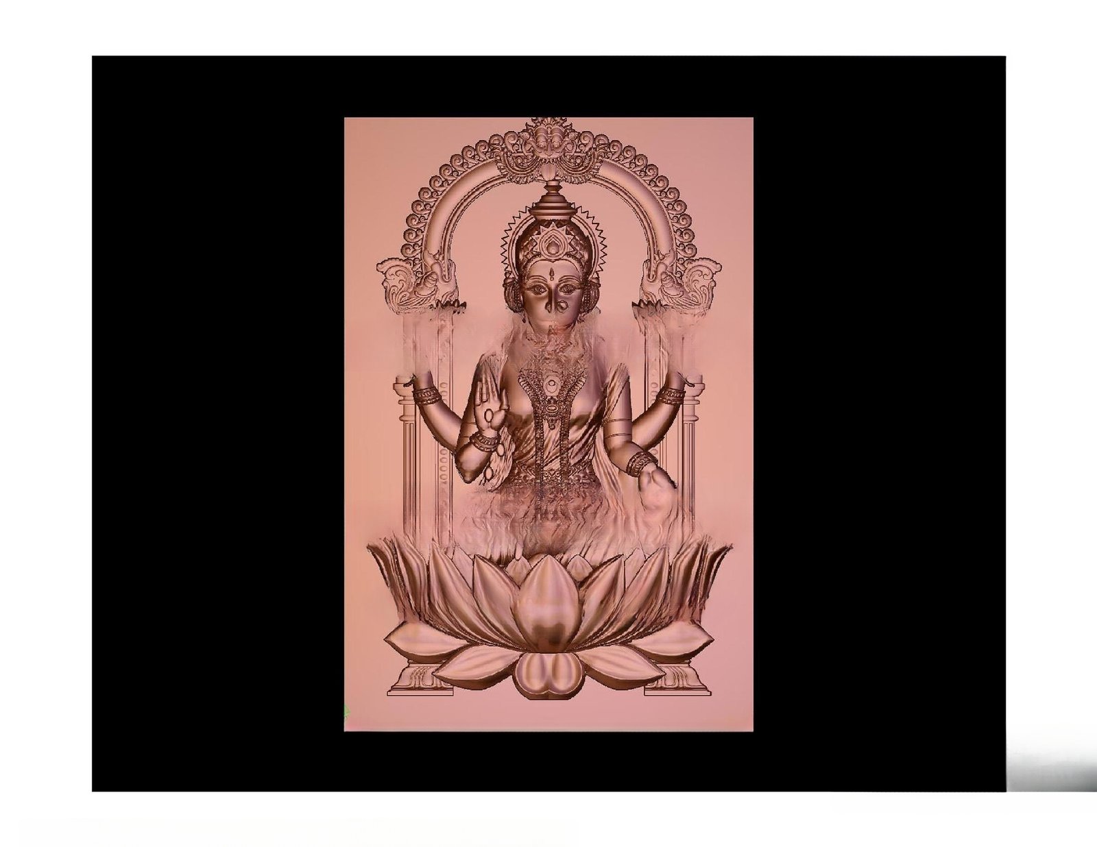 Gods GN - 5 Divine Goddess Lakshmi Seated on Lotus 3D Relief Model