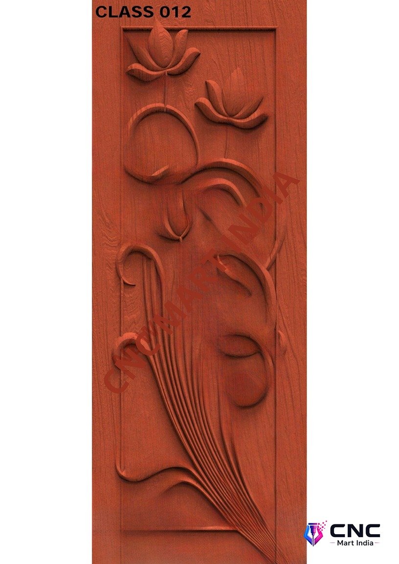 dorr854 - MODEL-12 Floral Lotus Motif Elegant Wooden Door 3D Relief Model