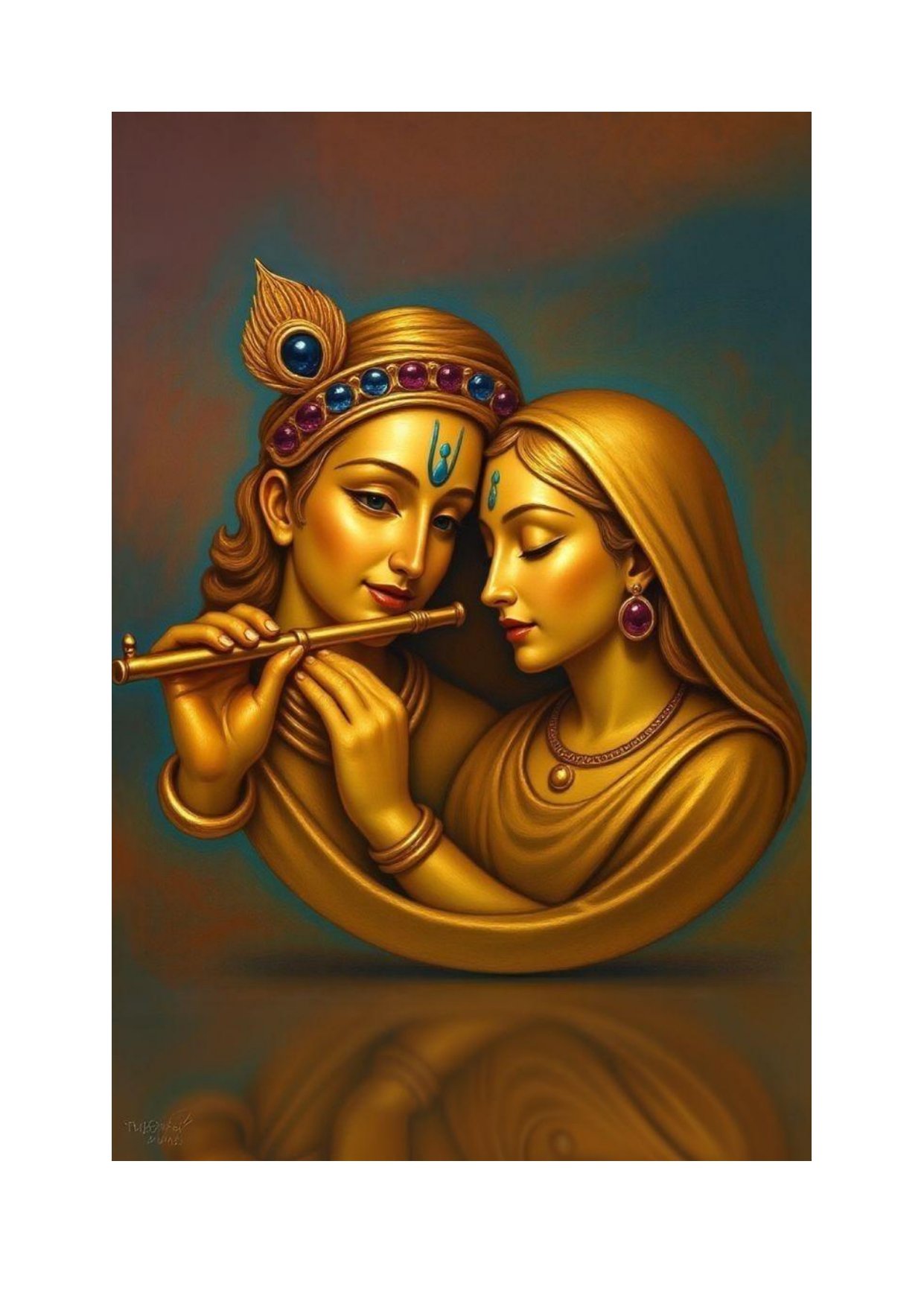 God - 8 Lord Krishna and Radha Divine Spiritual 3D Relief Carving Model