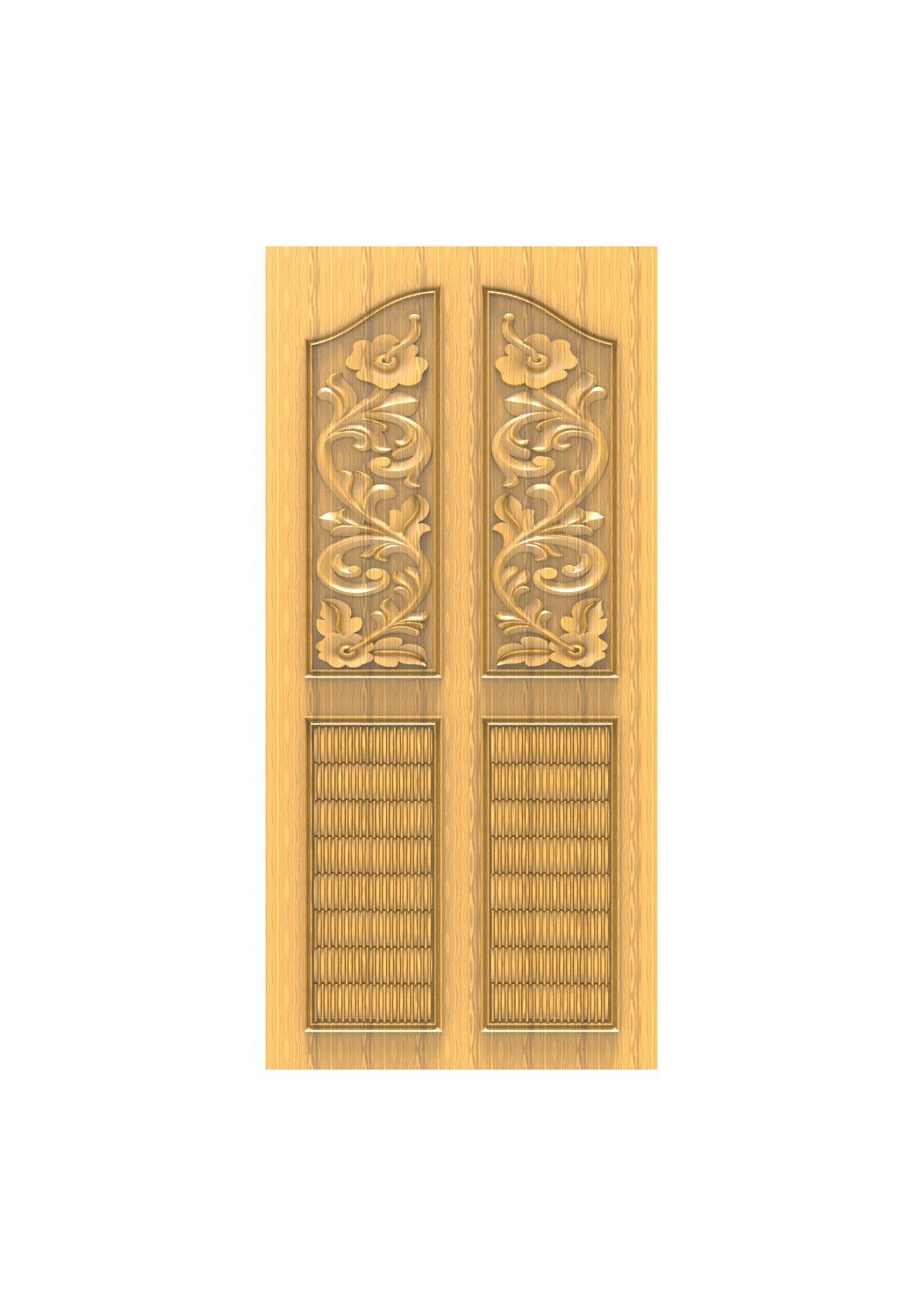 DOUBLE DOOR - 12 Floral Elegance Carved Double Door 3D Model