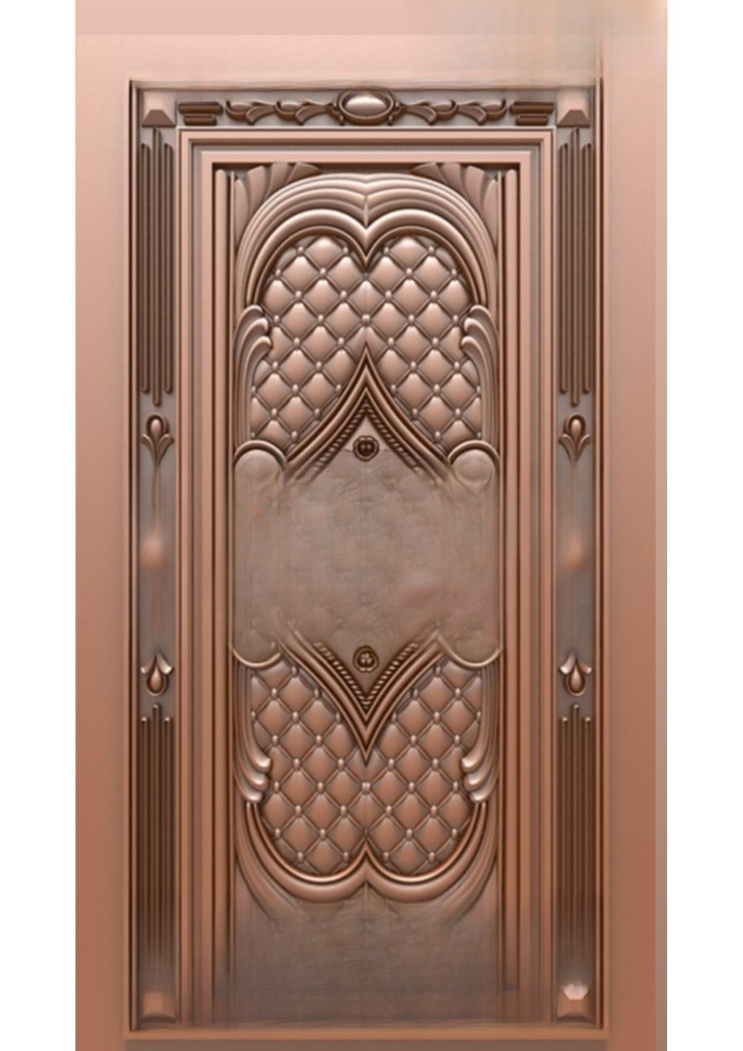 Doors - B-21 Classic Tufted Leather-Style Luxury Carved Entrance Door 3D Model