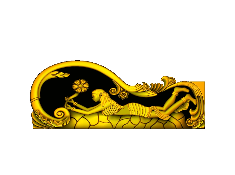 CD - 25 Elegant Apsara Relief Carving Decorative Panel 3D Model