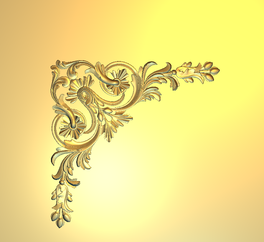 Corner Design - 38-CORNER Baroque Floral Ornament 3D Relief Carving