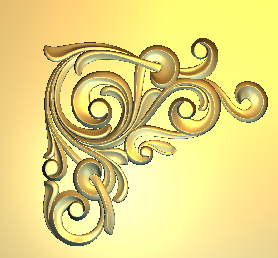 Corner Design - 46-CORNER Elegant Victorian Scrollwork Wood Carving 3D Model