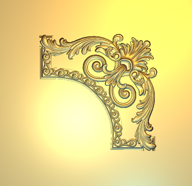 Corner Design - 72-CORNER Ornate Baroque Flourish Filigree Carving 3D Model