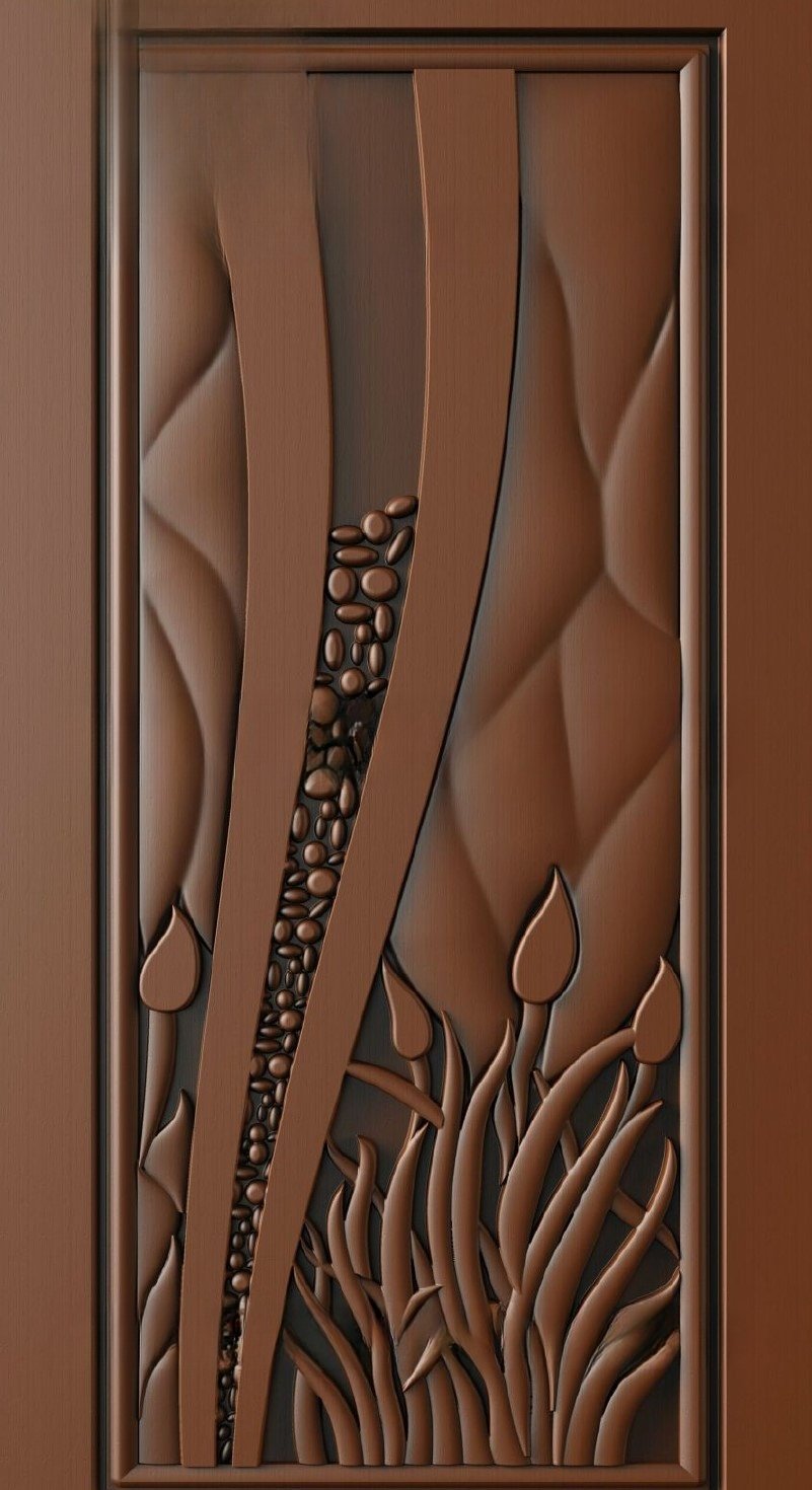 Doors - 10 Abstract Botanical Relief Carved Panel 3D Model