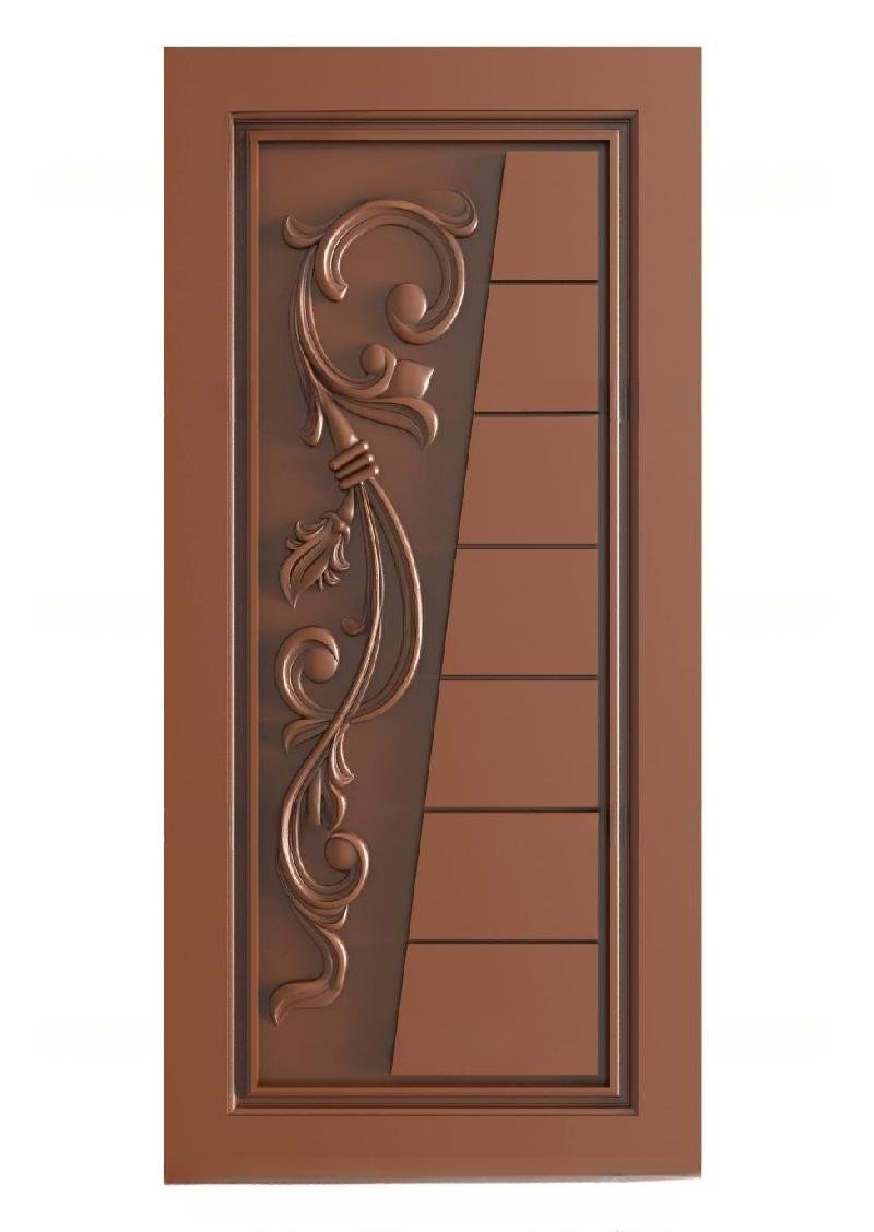 TRENDY DOORS - 98 Modern Floral Minimalist Carved Interior Door 3D Model