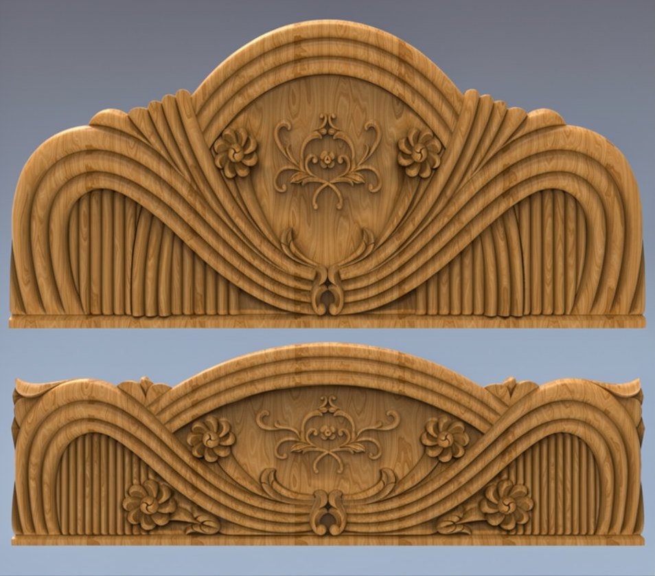 JS Bed - 86 Elegant Art Deco Bed Headboard 3D Relief Carving Model