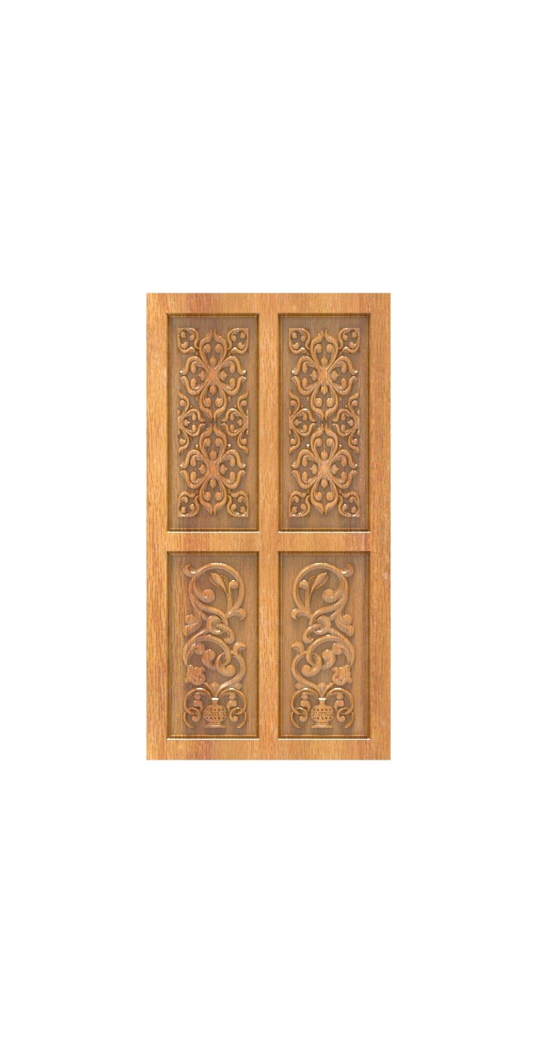 DOUBLE DOOR - 106 Classical Floral Ornament Relief Carving Design