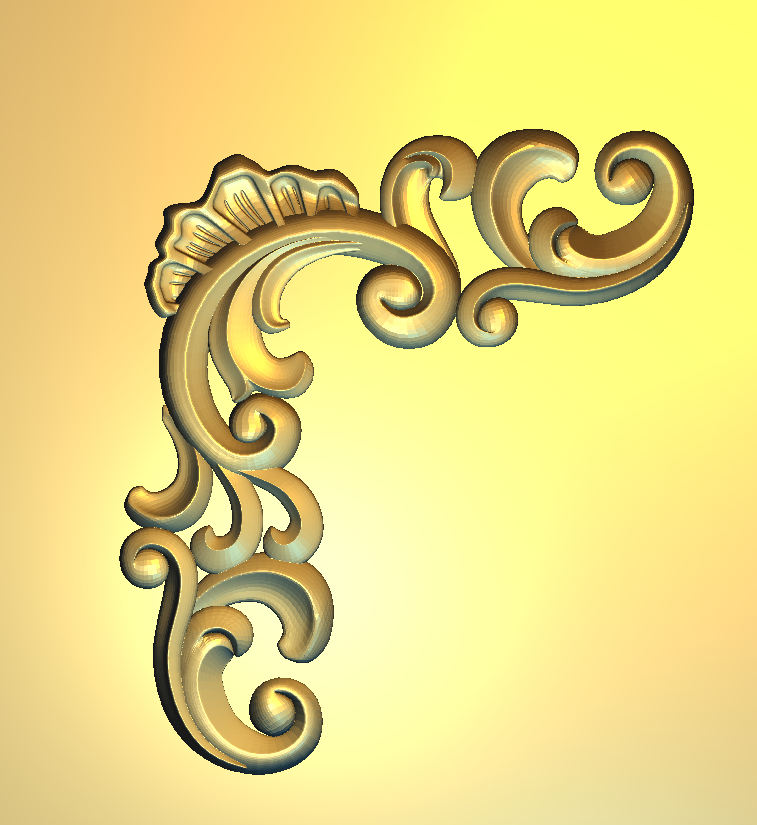 Corner Design - 61-CORNER Baroque Floral Ornament Decorative Panel 3D Model