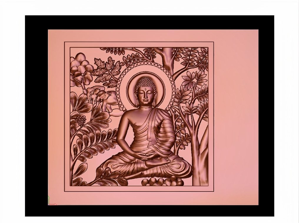 Gods GN - 48 Lord Buddha Meditating Spiritual Relief Carving 3D Model