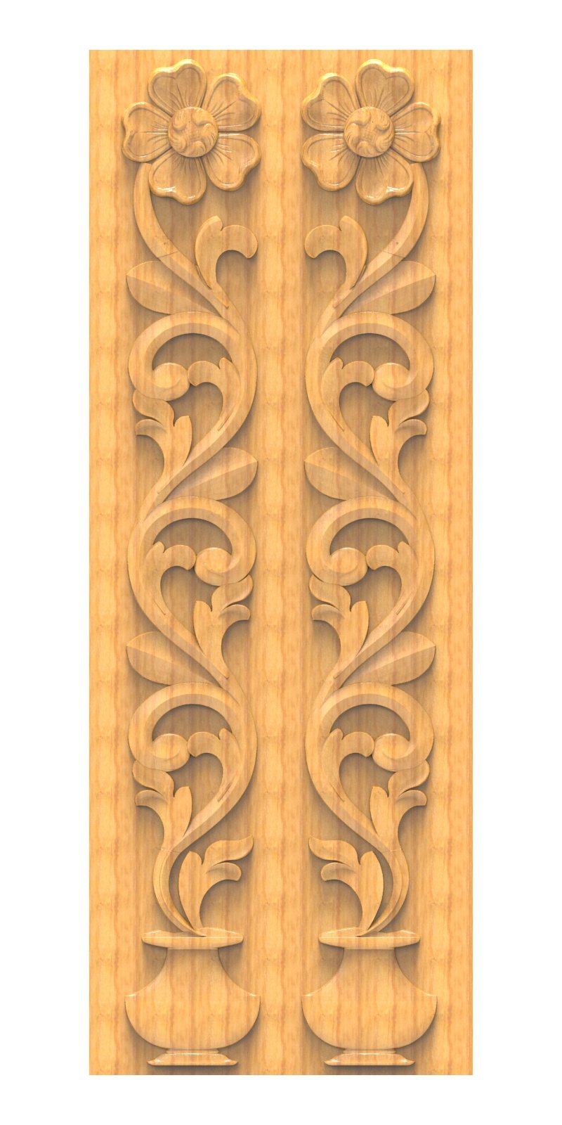 JK DD - 8 Floral Vase Decorative Door Panel 3D Model