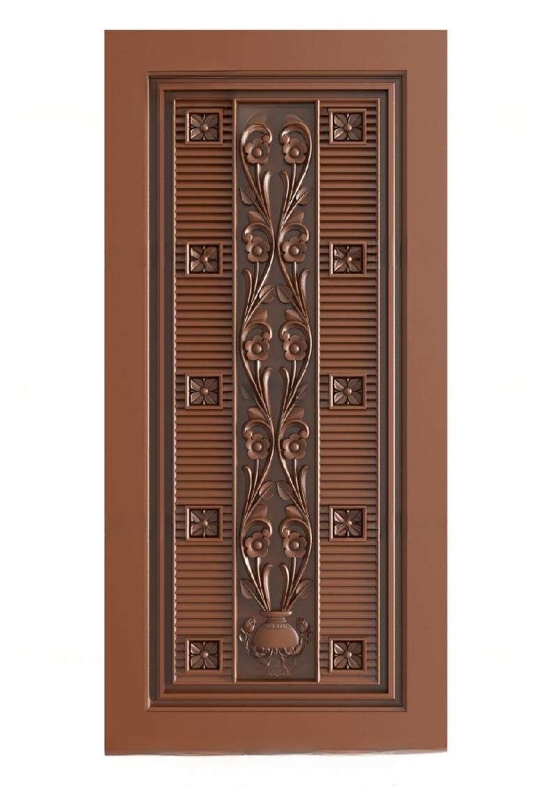 TRENDY DOORS - 100 Floral Vase Relief Carved Wooden Door 3D Model