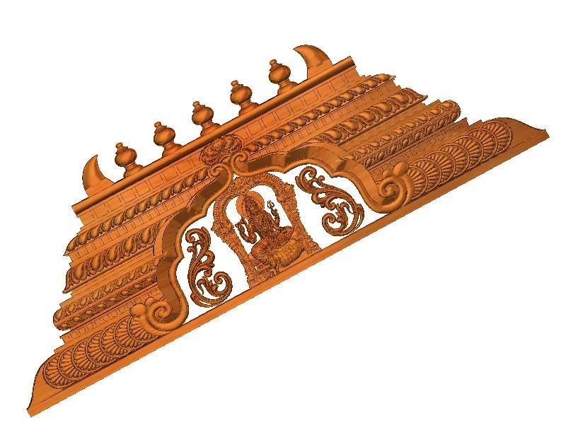 Piller - K-03 Divine Goddess Lakshmi Traditional Temple Arch 3D Carving Model