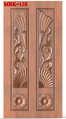 NP Door - 153 Floral Elegance Symmetrical Carved Entrance Door 3D Model
