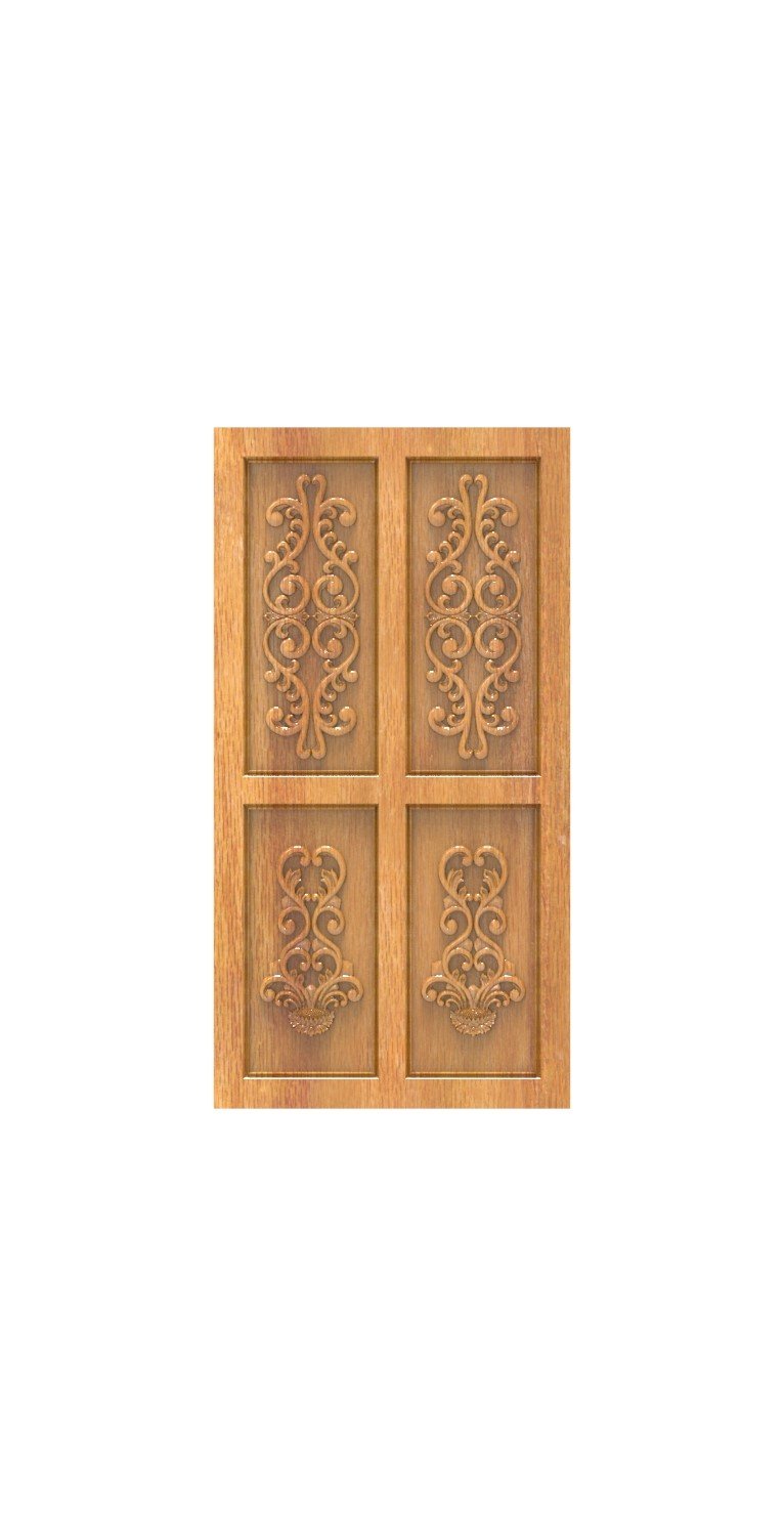DOUBLE DOOR - 150 Classic Floral Swirl Intricate Relief Carving 3D Model