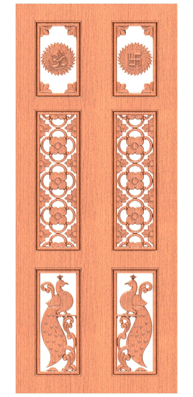 JK DOOR BEST COLLECTION - 17 Traditional Spiritual Peacock & Symbol Carved Wooden Door Design