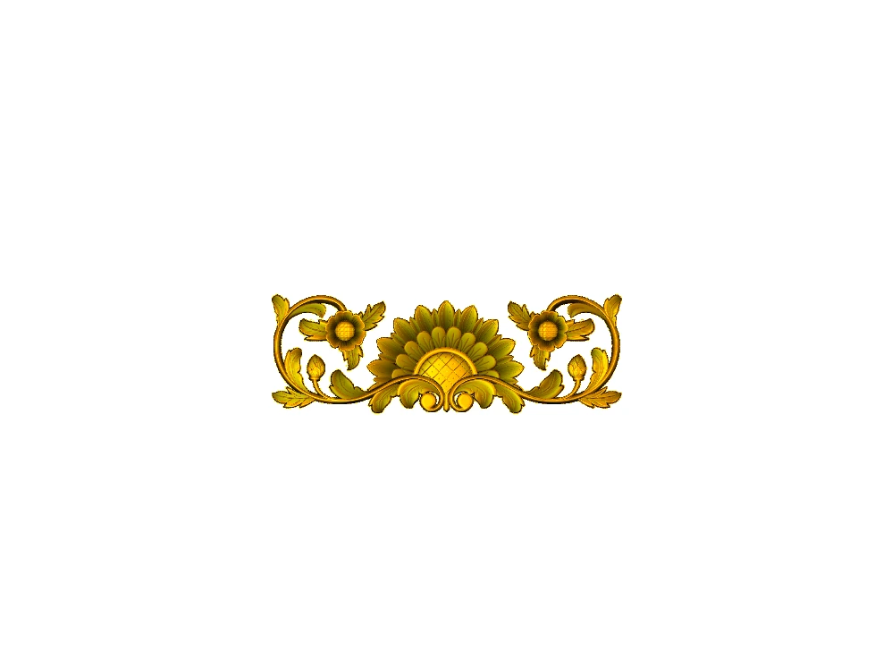 CD - 4 Decorative Floral Swirl Ornament 3D Relief Carving Model