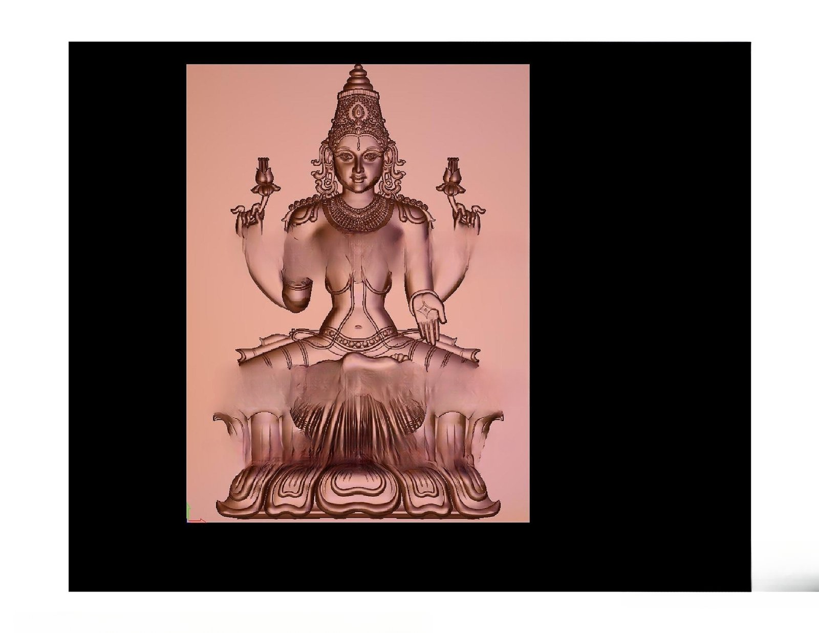 Gods GN - 35 Goddess Lakshmi Divine Seated Relief 3D Model
