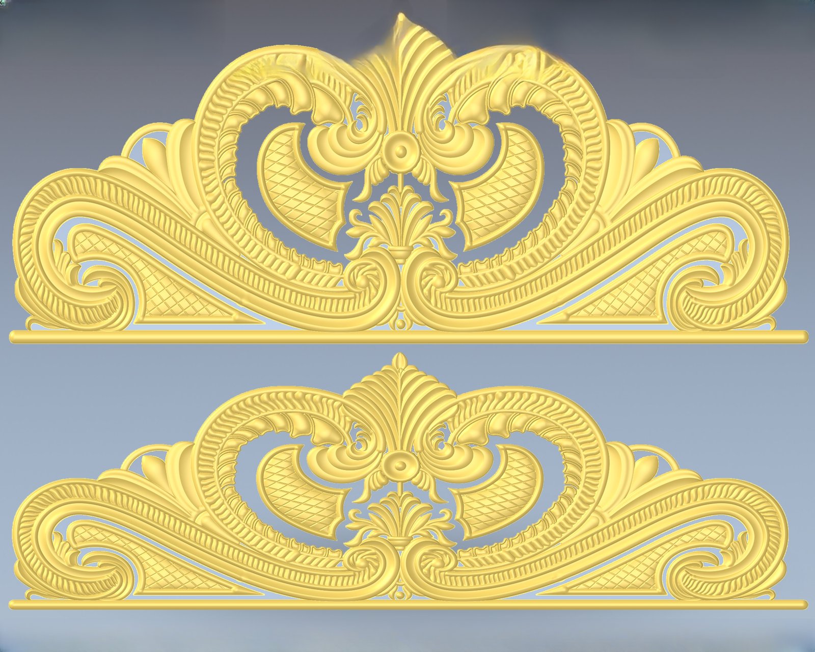 JS Bed - 66 Ornate Baroque Architrave Crown Molding 3D Model
