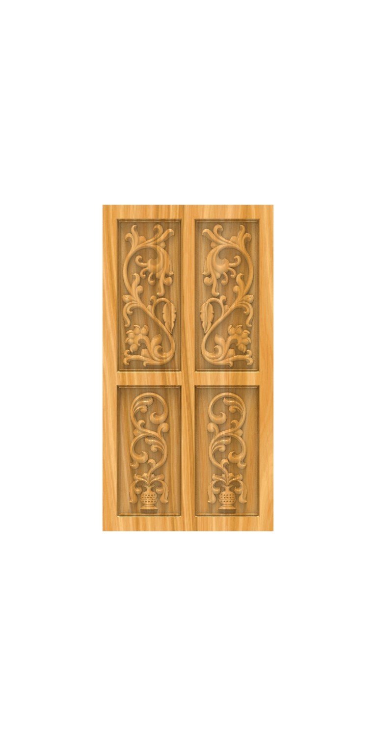 DOUBLE DOOR - 70 Classic Floral Scrollwork Carved Wood Design