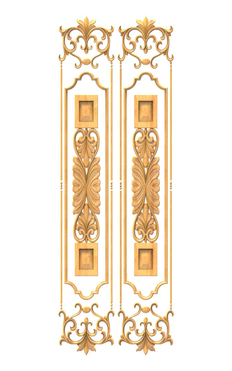 JK DD - 17 Classic Baroque Floral Carved Vertical Door Panel 3D Model