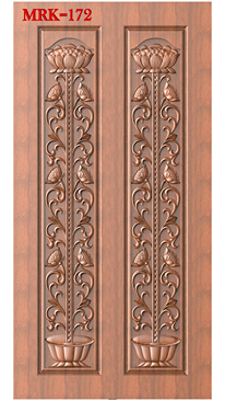 NP Door - 172 Lotus Floral Motif Double Door 3D Relief Carving Design