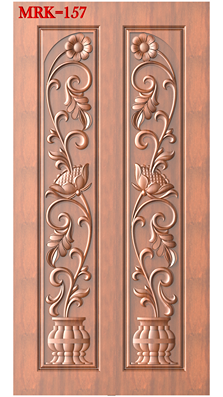NP Door - 157 Floral Urn Embossed Traditional Wood Carving 3D Model