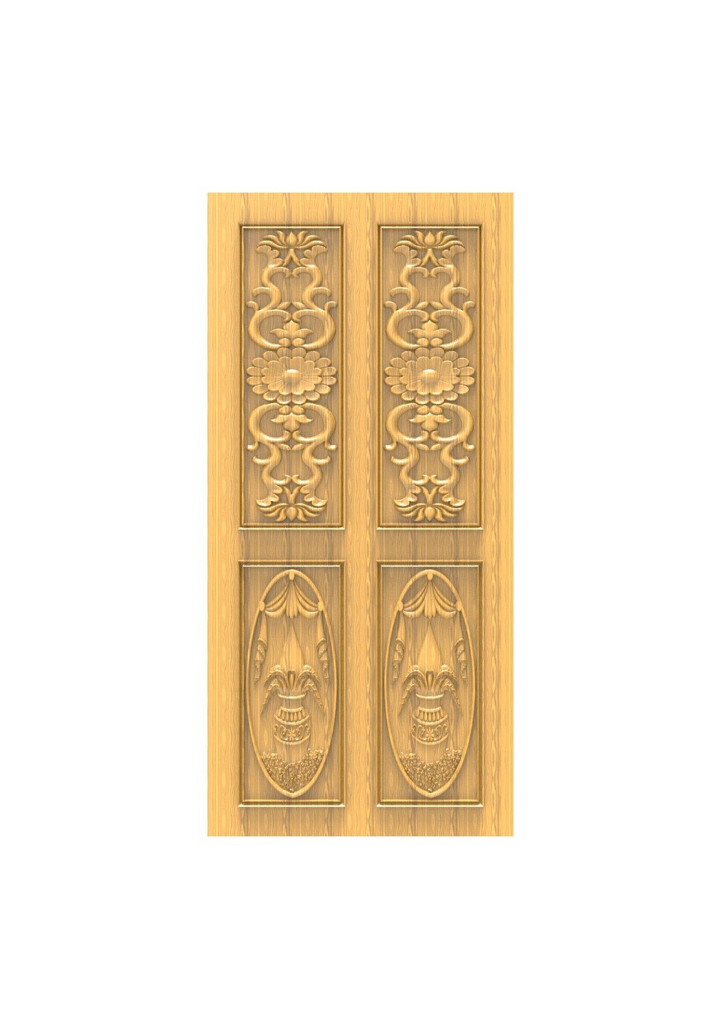 DOUBLE DOOR - 17 Classic Ornamental Kalash & Floral Relief Carving Design