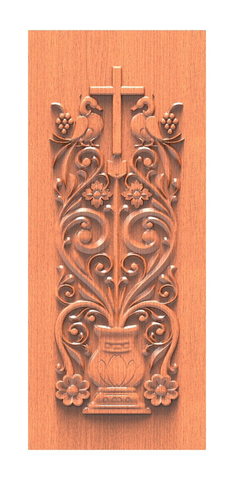 JK DOOR BEST COLLECTION - 8 Religious Cross and Floral Vase 3D Carved Door Model