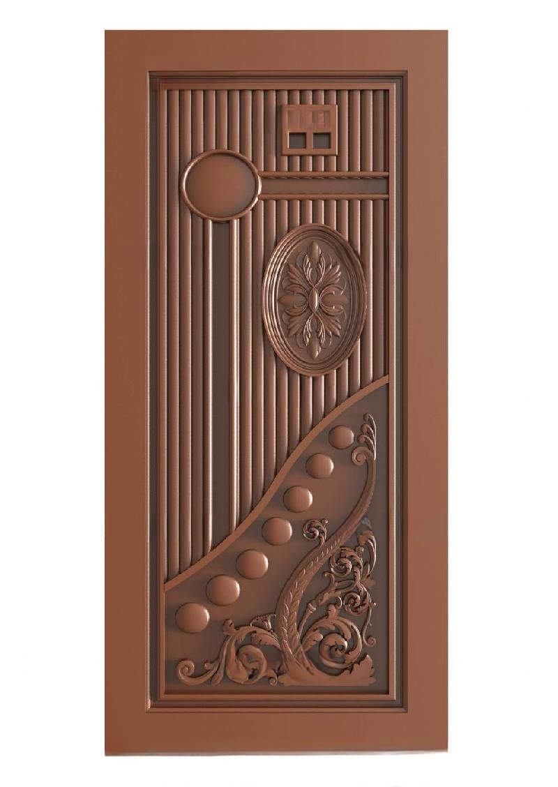 TRENDY DOORS - 89 Modern Geometric and Floral Relief Carved Door 3D Model