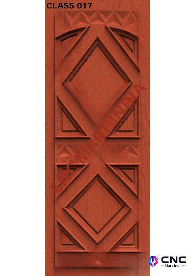 dorr854 - MODEL-17 Geometric Diamond Pattern Architectural Wood Carved Door Design