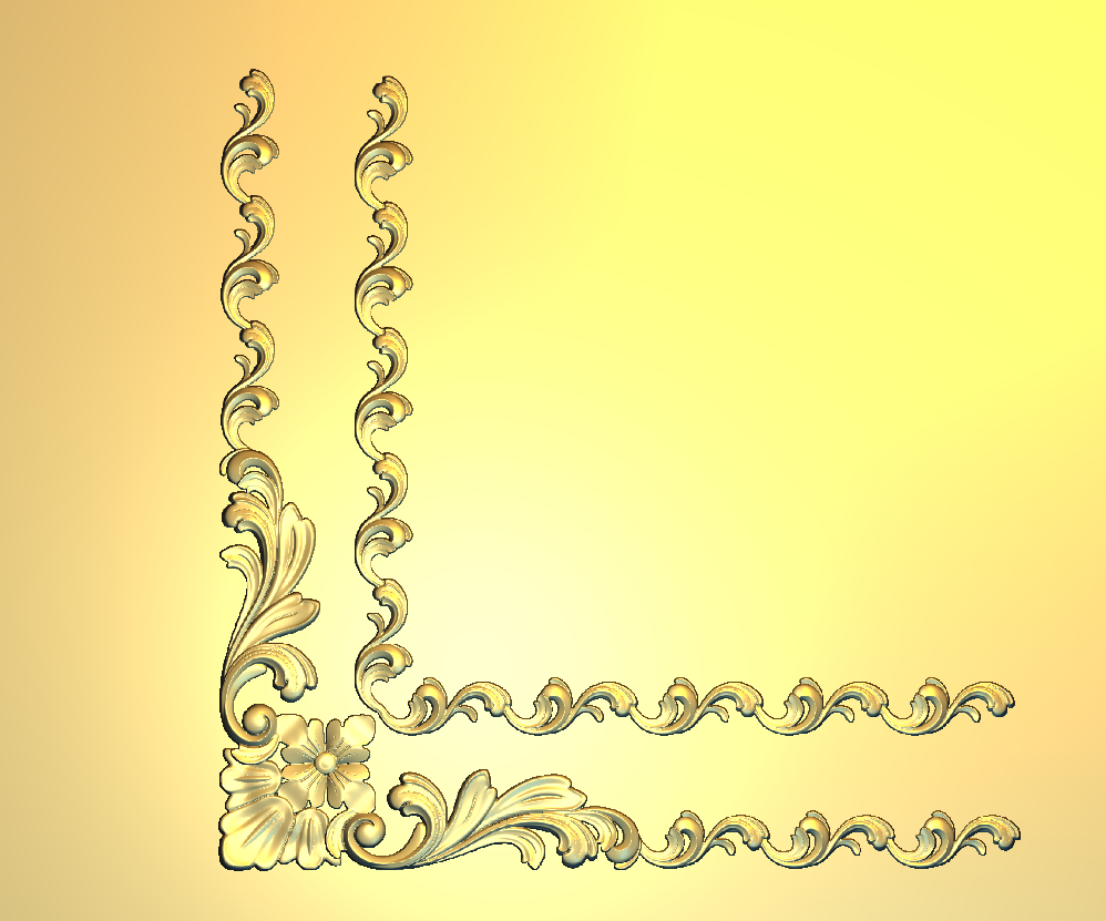 Corner Design - 26-CORNER Classic Baroque Floral Embellishment Relief Model