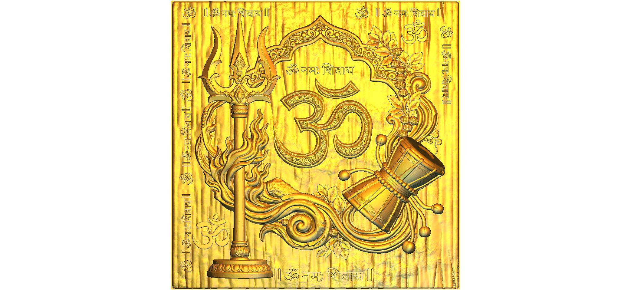 Shiv Ji with Trishul & Damru CNC RLF Design File