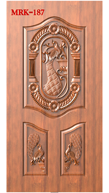 NP Door - 187 Traditional Peacock Motif Elegance Carved Door 3D Model