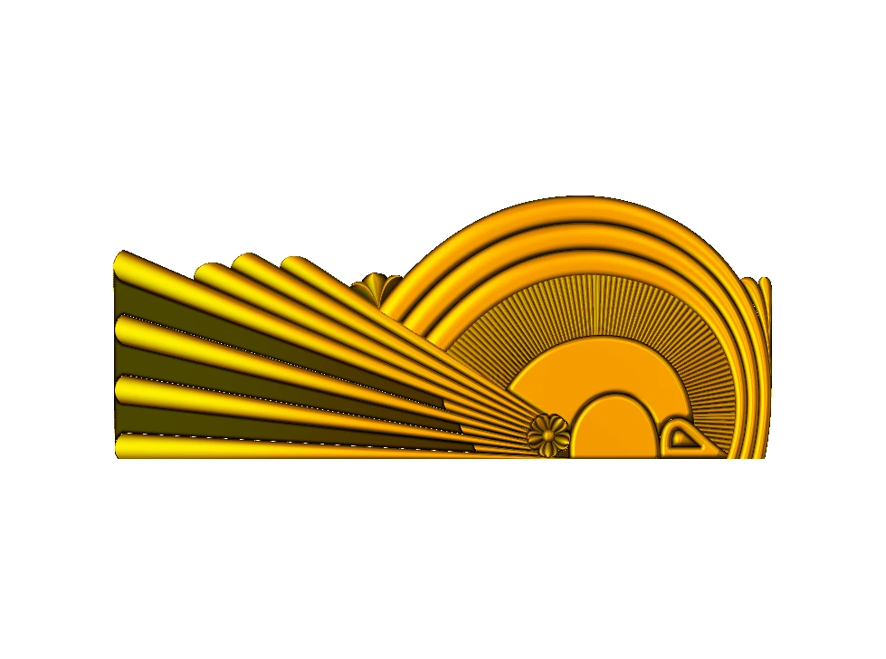 CD - 6 Art Deco Sunburst Decorative Wall Panel Carving Model