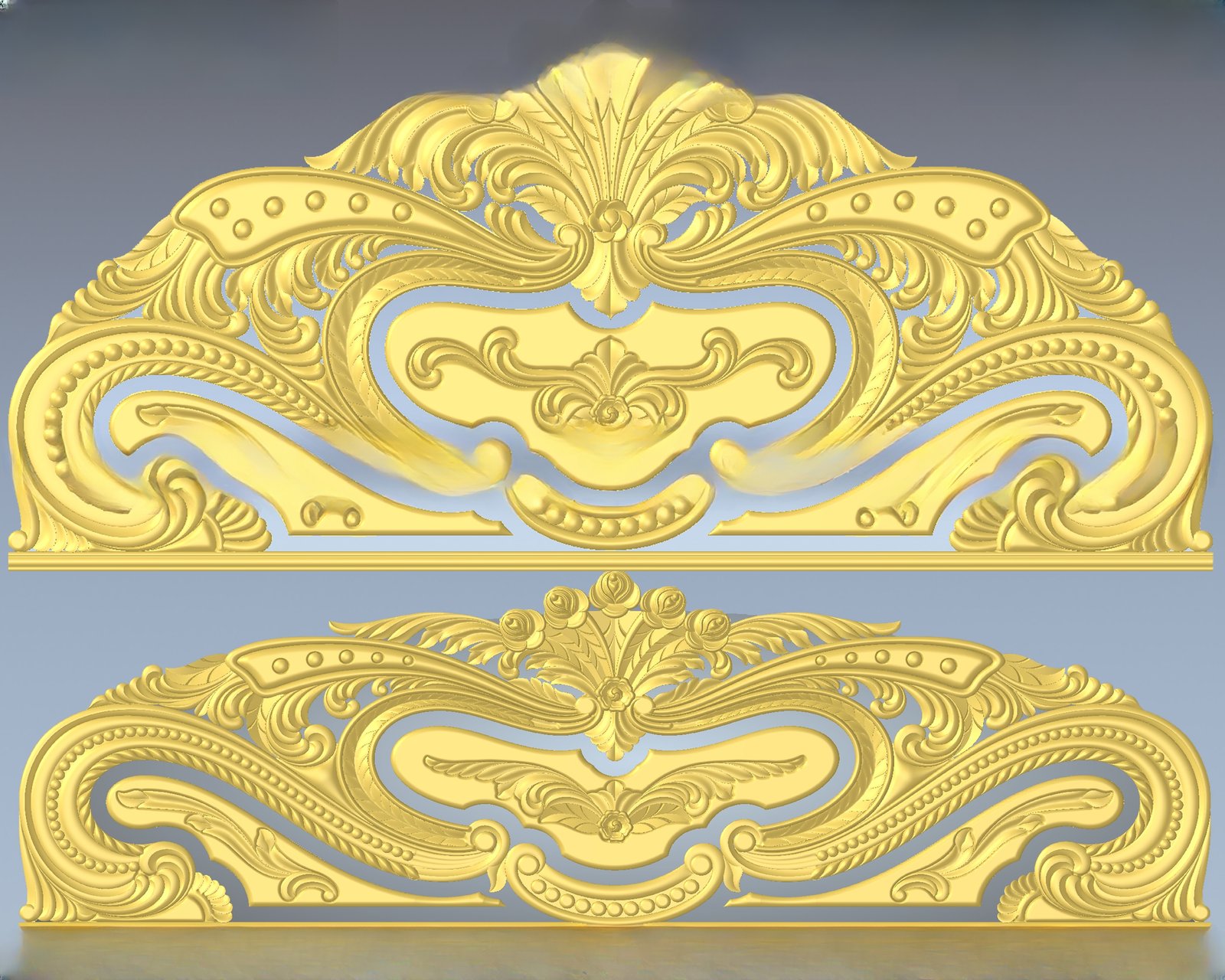 JS Bed - 67 Ornate Classical Floral Arch Carving 3D Model