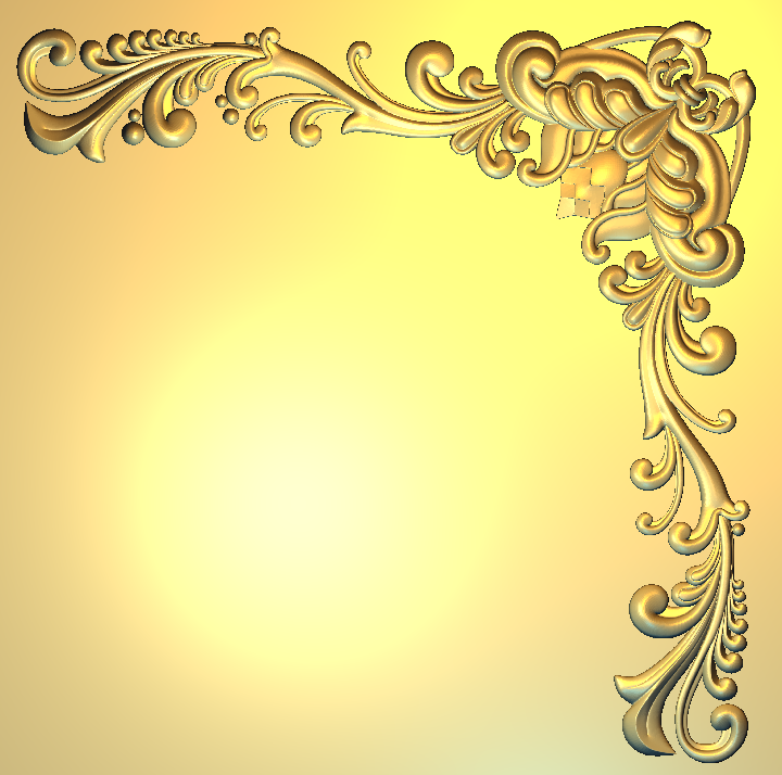 Corner Design - 95-CORNER Baroque Floral Scroll Relief Carving 3D Model