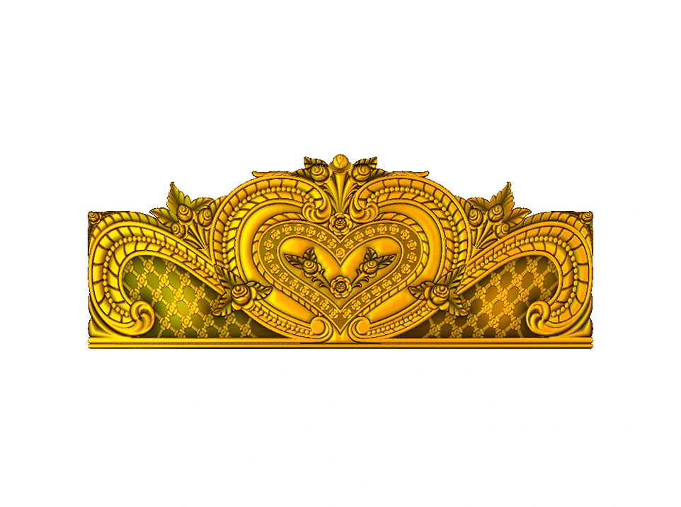 CD - 11 Ornate Golden Heart Floral Archway 3D Relief Model