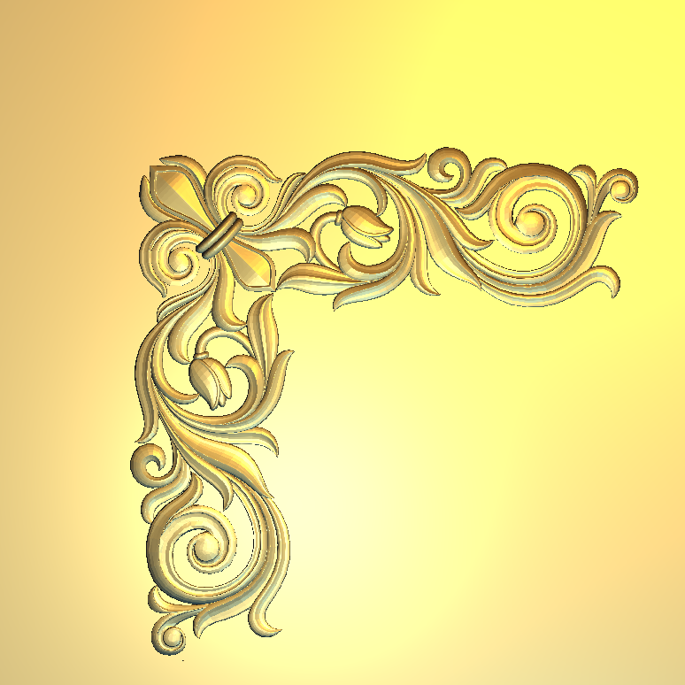 Corner Design - 43-CORNER Floral Ornate Scrollwork Decorative Wood Carving Model