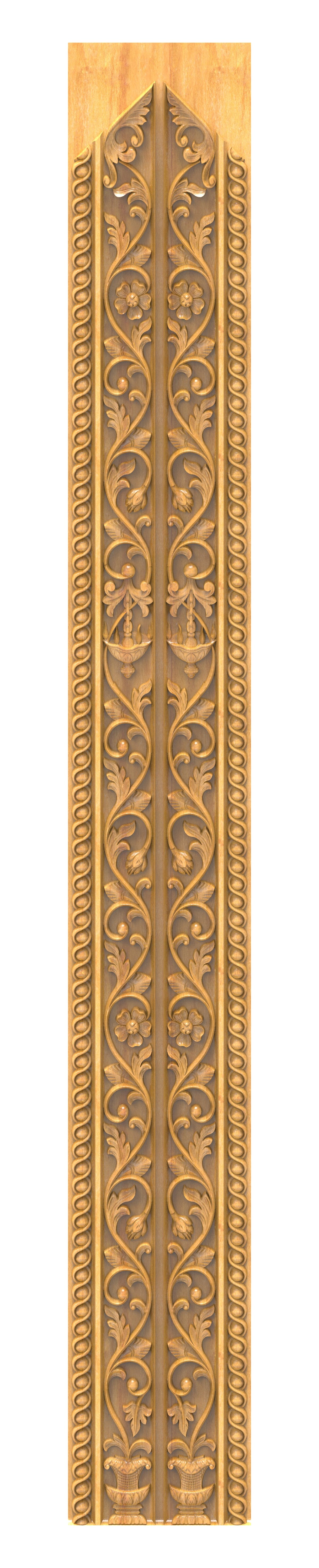 JK DEE BORDER - JKB-24 Traditional Diya and Floral Motif Architectural Wood Carving Panel