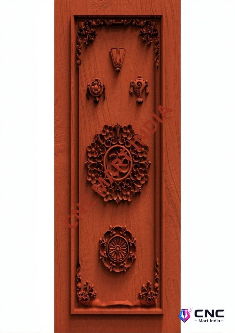 dorr854 - MODEL-07 Lord Vishnu Symbols Sacred Temple Door 3D Relief Model